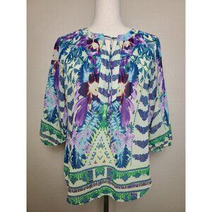 Fig and Flower Womens Long Sleeves Top Shirt Blouse Multicolor Size PS A449